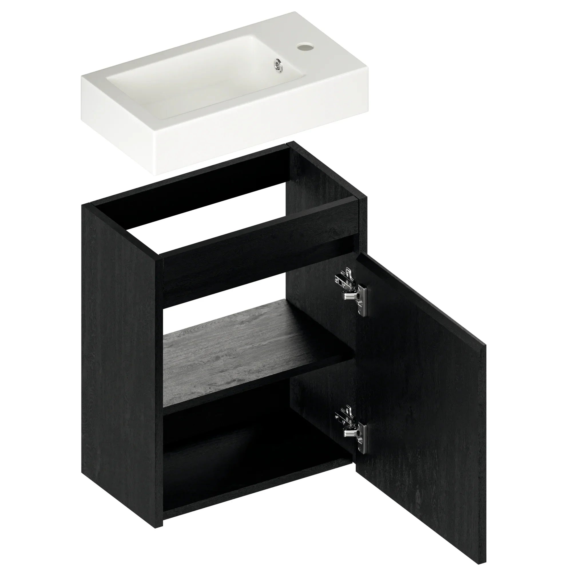 Meuble vasque Elen – 40 cm – Chêne Noir – Lavabo Blanc