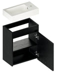 Meuble vasque Elen – 40 cm – Chêne Noir – Lavabo Blanc