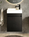 Meuble vasque Elen – 40 cm – Chêne Noir – Lavabo Blanc