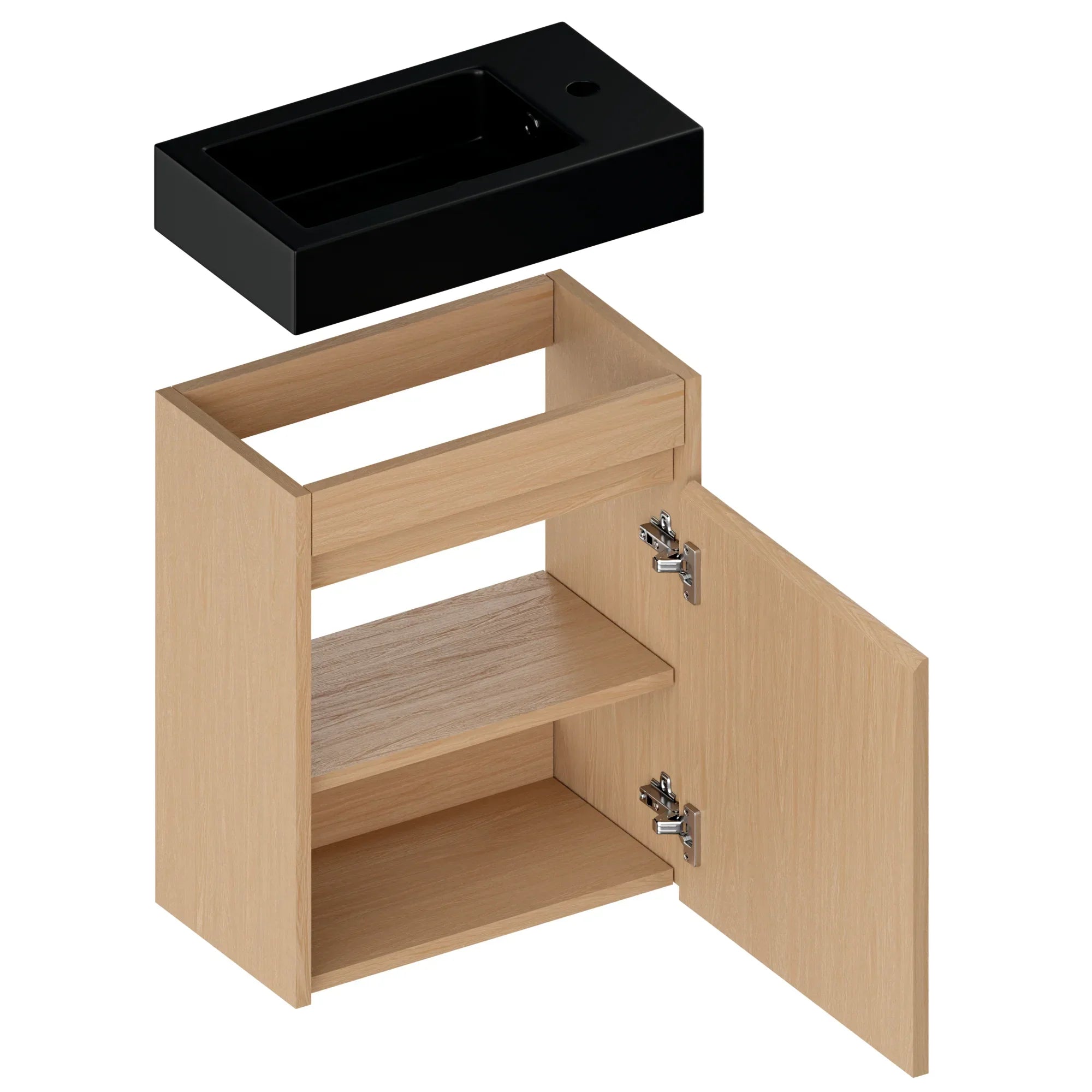 Meuble de toilette Elen – 40 cm – Chêne Clair – Lavabo Noir