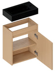 Meuble de toilette Elen – 40 cm – Chêne Clair – Lavabo Noir