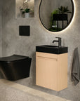 Meuble de toilette Elen – 40 cm – Chêne Clair – Lavabo Noir