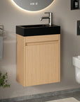 Meuble de toilette Elen – 40 cm – Chêne Clair – Lavabo Noir