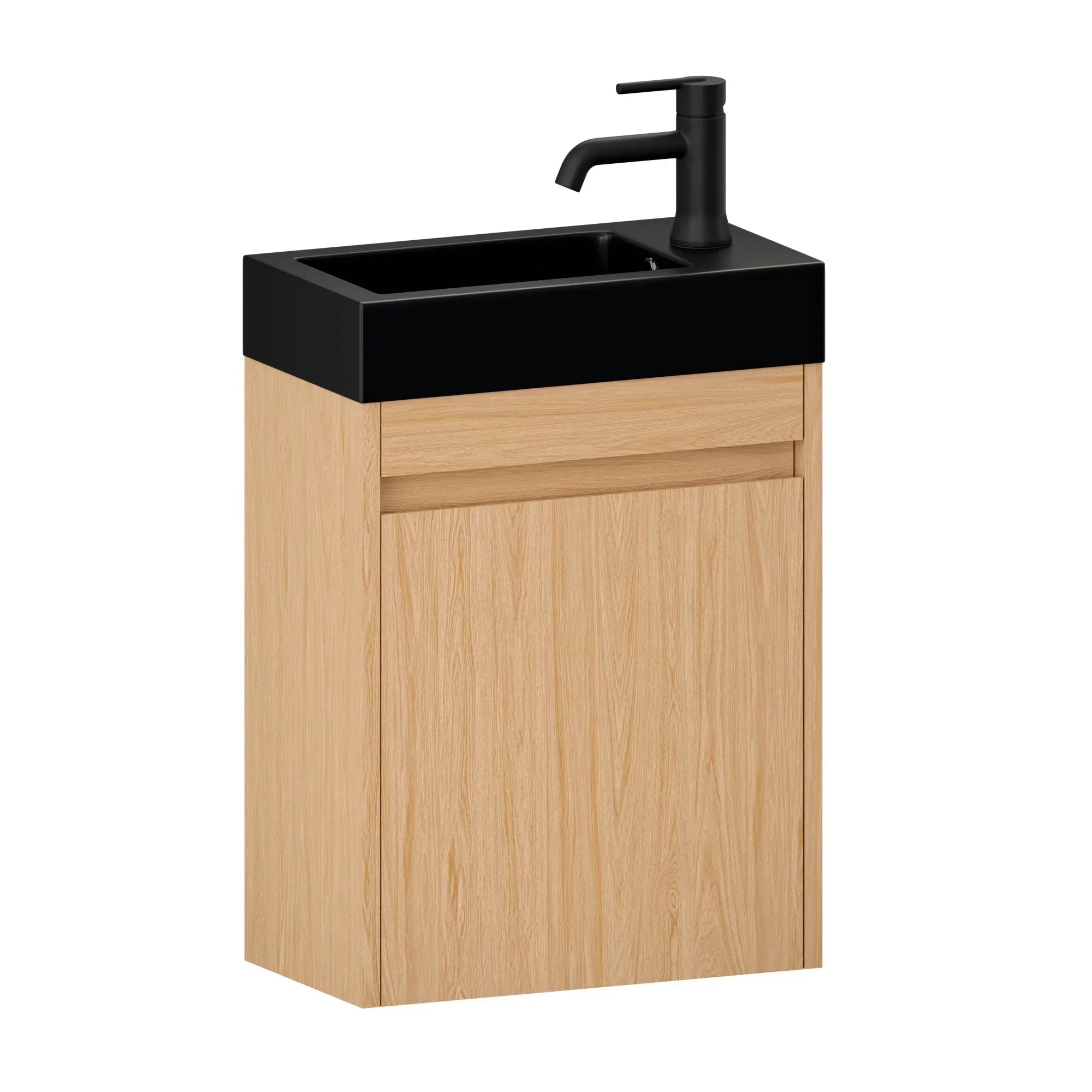 Meuble de toilette Elen – 40 cm – Chêne Clair – Lavabo Noir