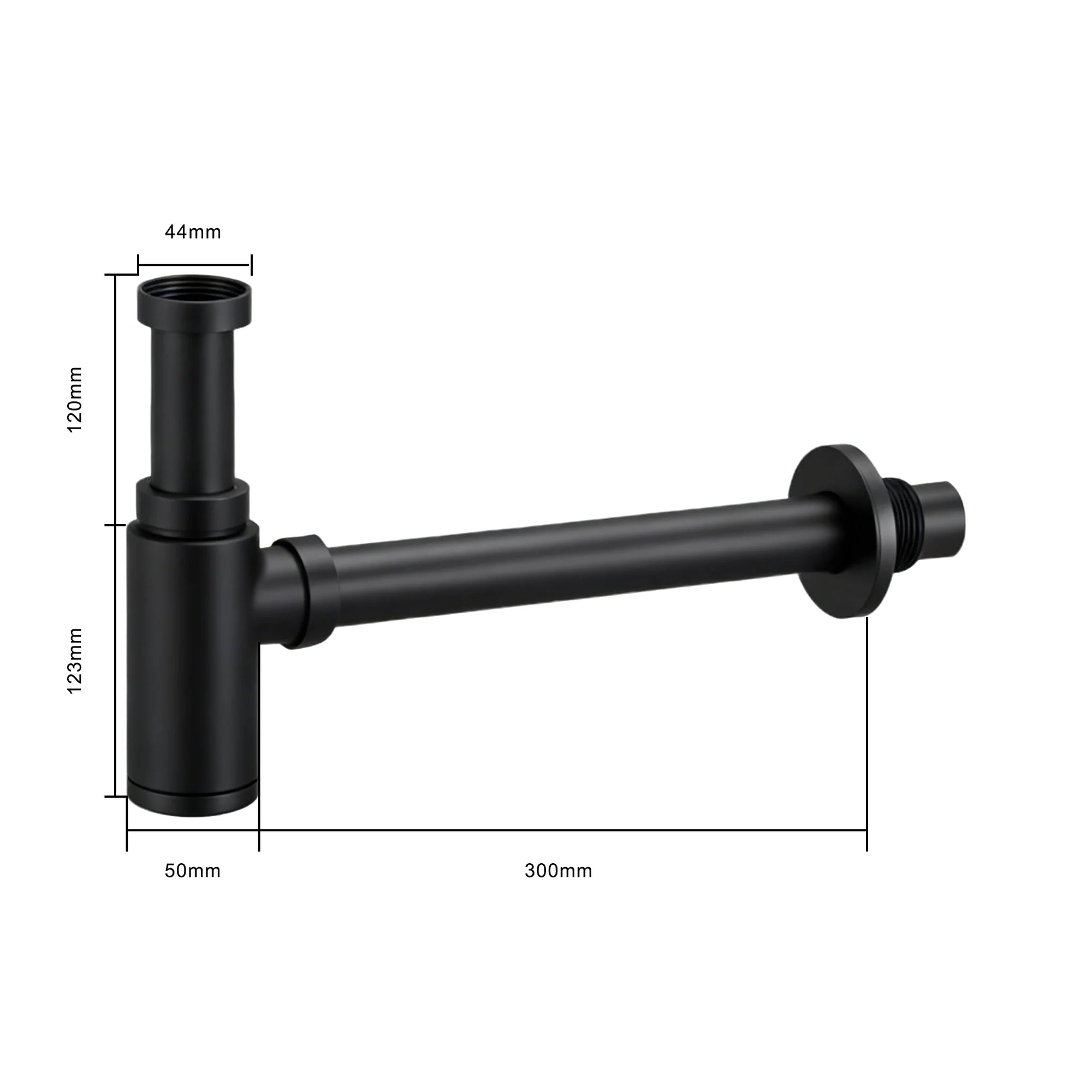 Siphon pour lavabo - 44 mm - Noir mat