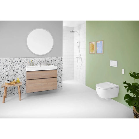 Geberit AquaClean Alba - WC Suspendu Douche Intégrée, Télécommande, Sans Bride