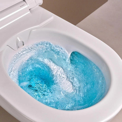 Geberit AquaClean Alba - WC Suspendu Douche Intégrée, Télécommande, Sans Bride